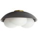 Glaze 3 Light 19 inch Antique Brass and Matte Black Ceramic Flush Mount Ceiling Light, Large