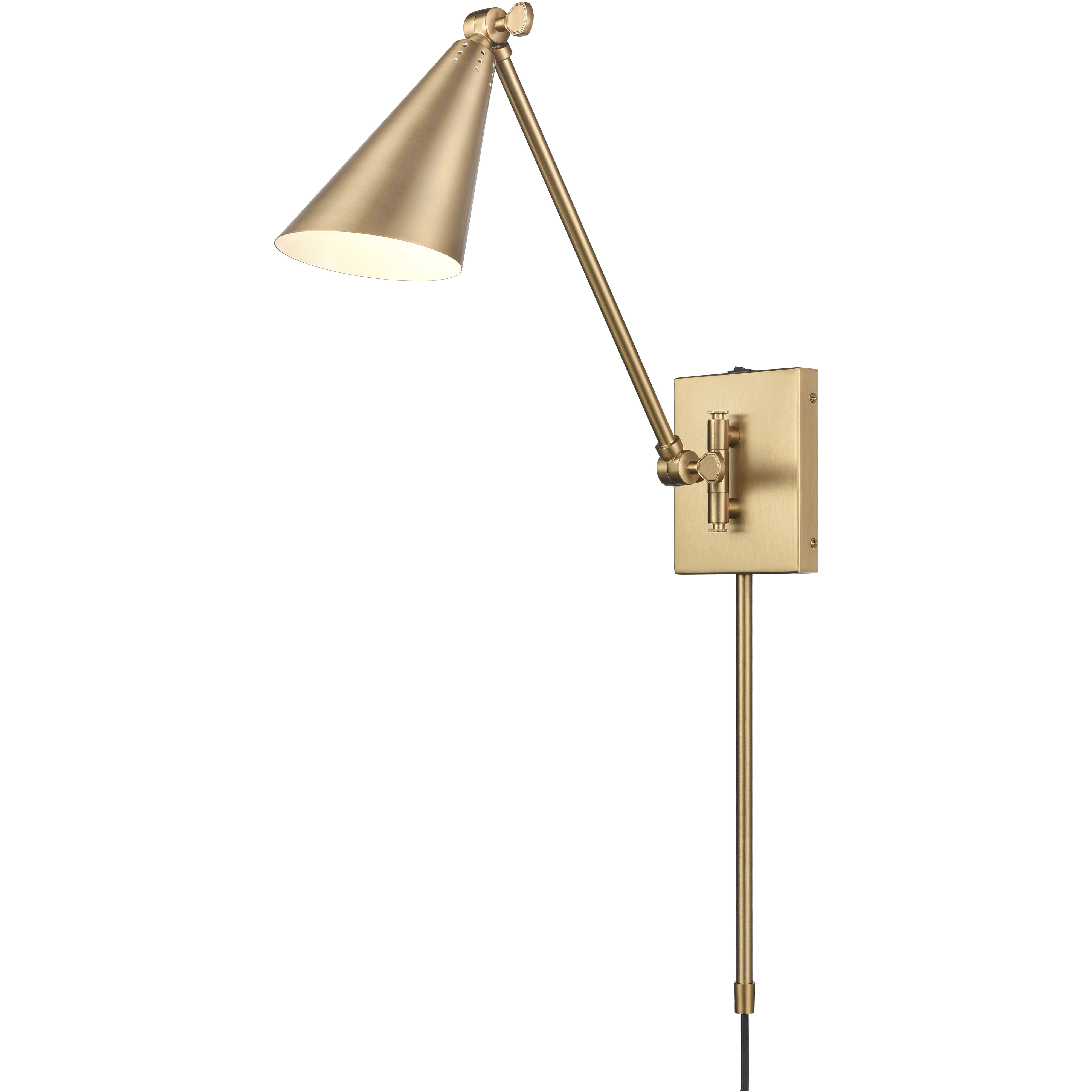 Whitmire 17.75 inch 60 watt Brushed Gold Swingarm Sconce Wall Light, Plug-In/Hardwire