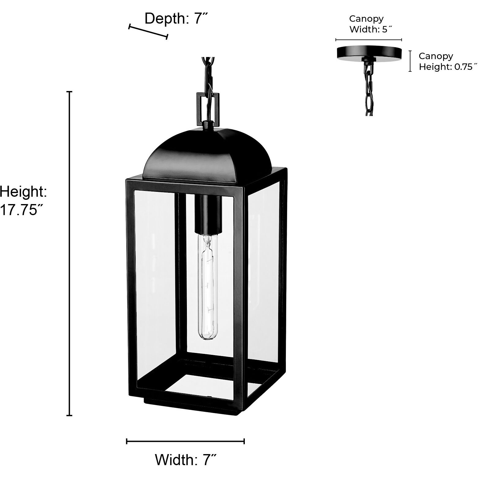 Beaufort 1 Light 7 inch Powder Coated Black Outdoor Hanging Lantern