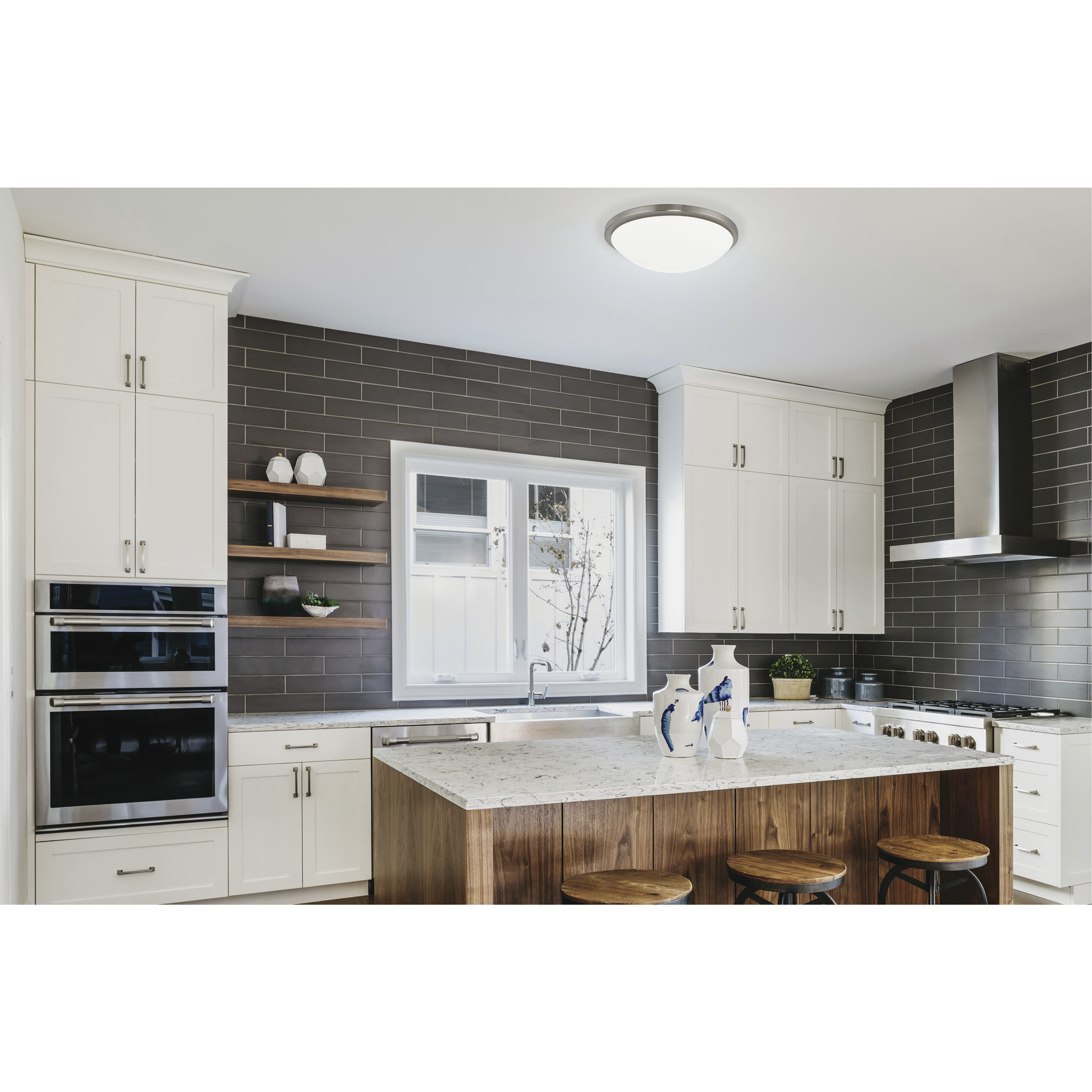 Button LED 17 inch Brushed Nickel Flush Mount Ceiling Light