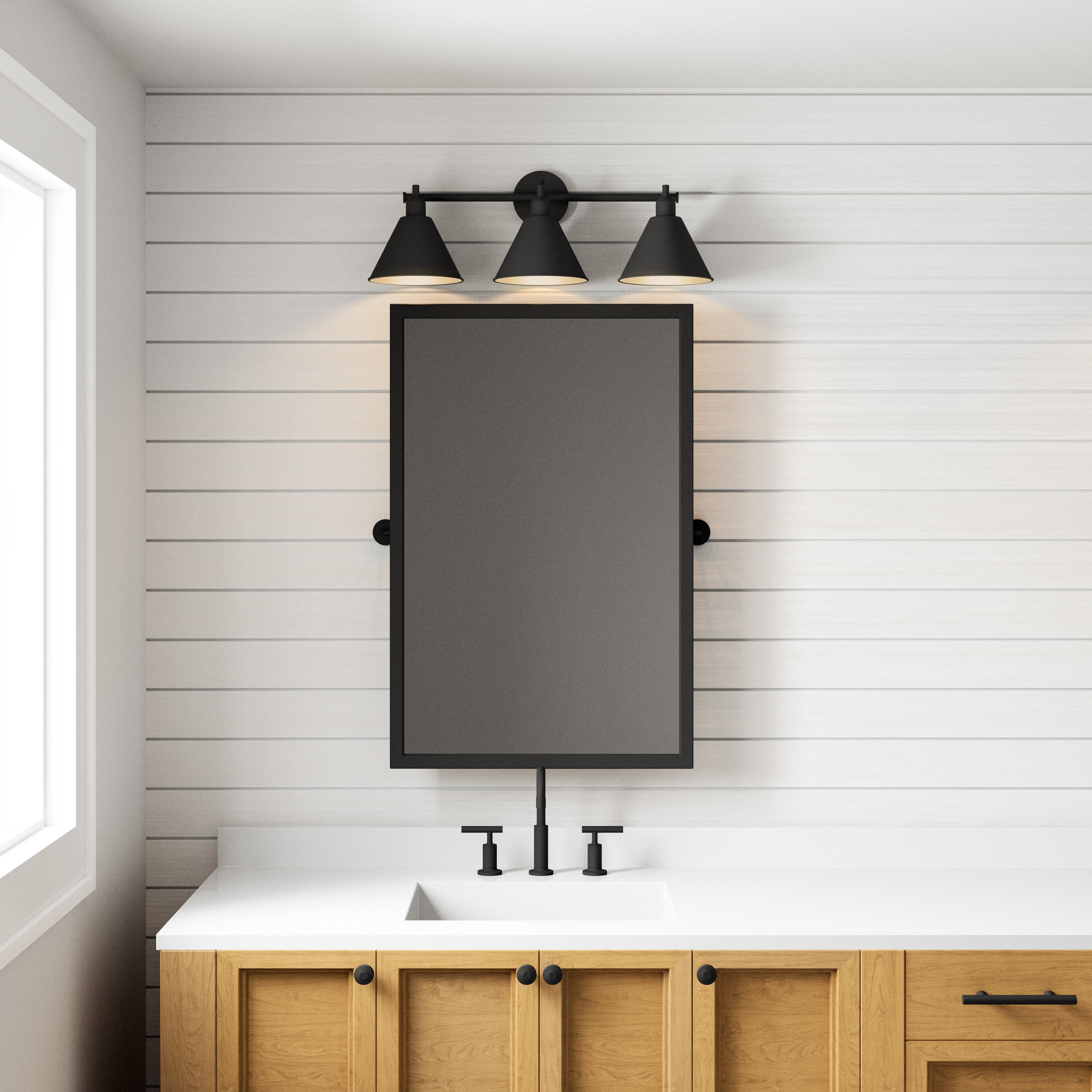 Abbington 3 Light 27.5 inch Matte Black Vanity Light Wall Light