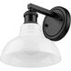 Yep Carver Vanity Wall Light in Matte Black, Vintage Milk Glass