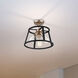 Chassis 3 Light 14 inch Copper Brushed Brass and Matte Black Flush Mount Ceiling Light