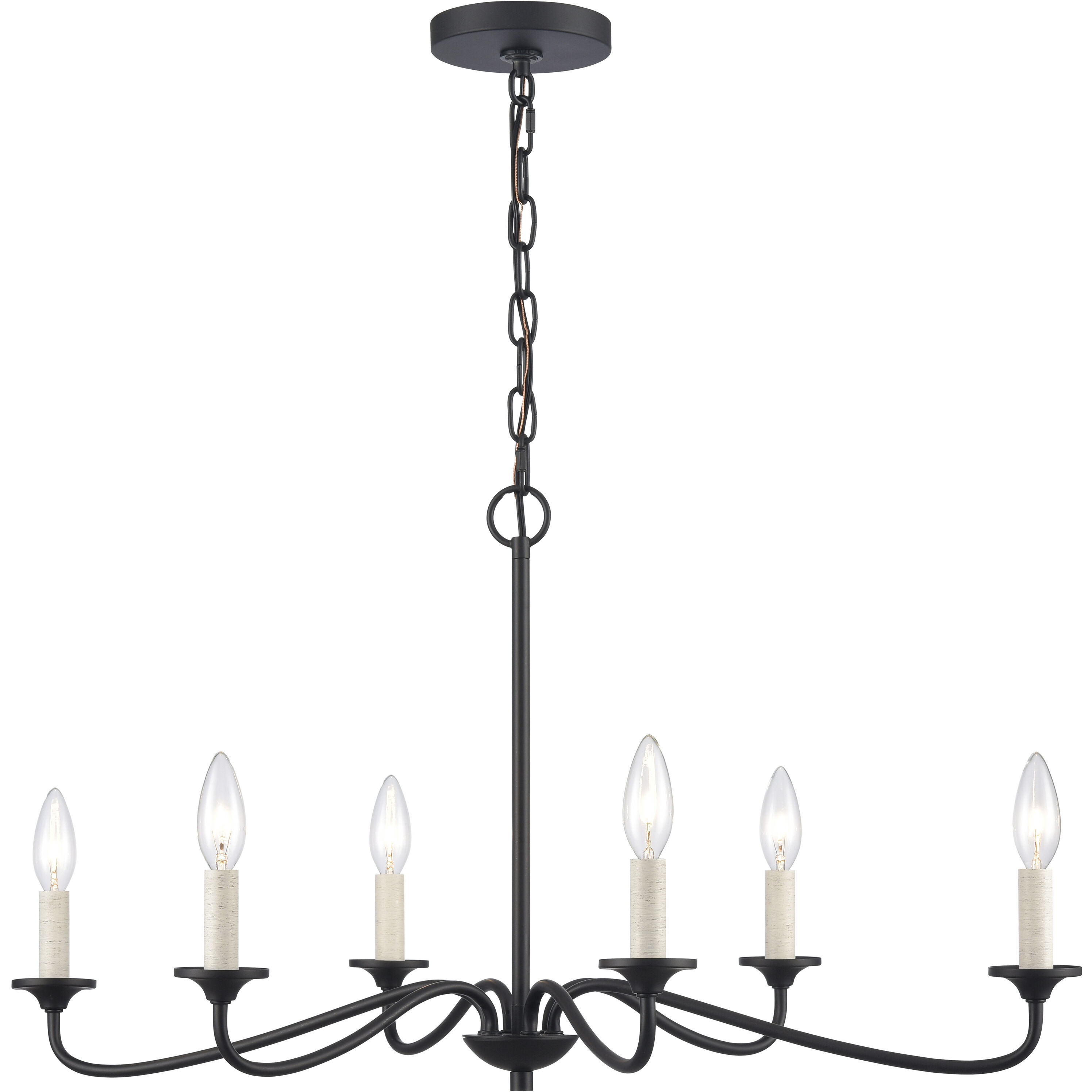 Oval 6 Light 30 inch Matte Black Chandelier Ceiling Light