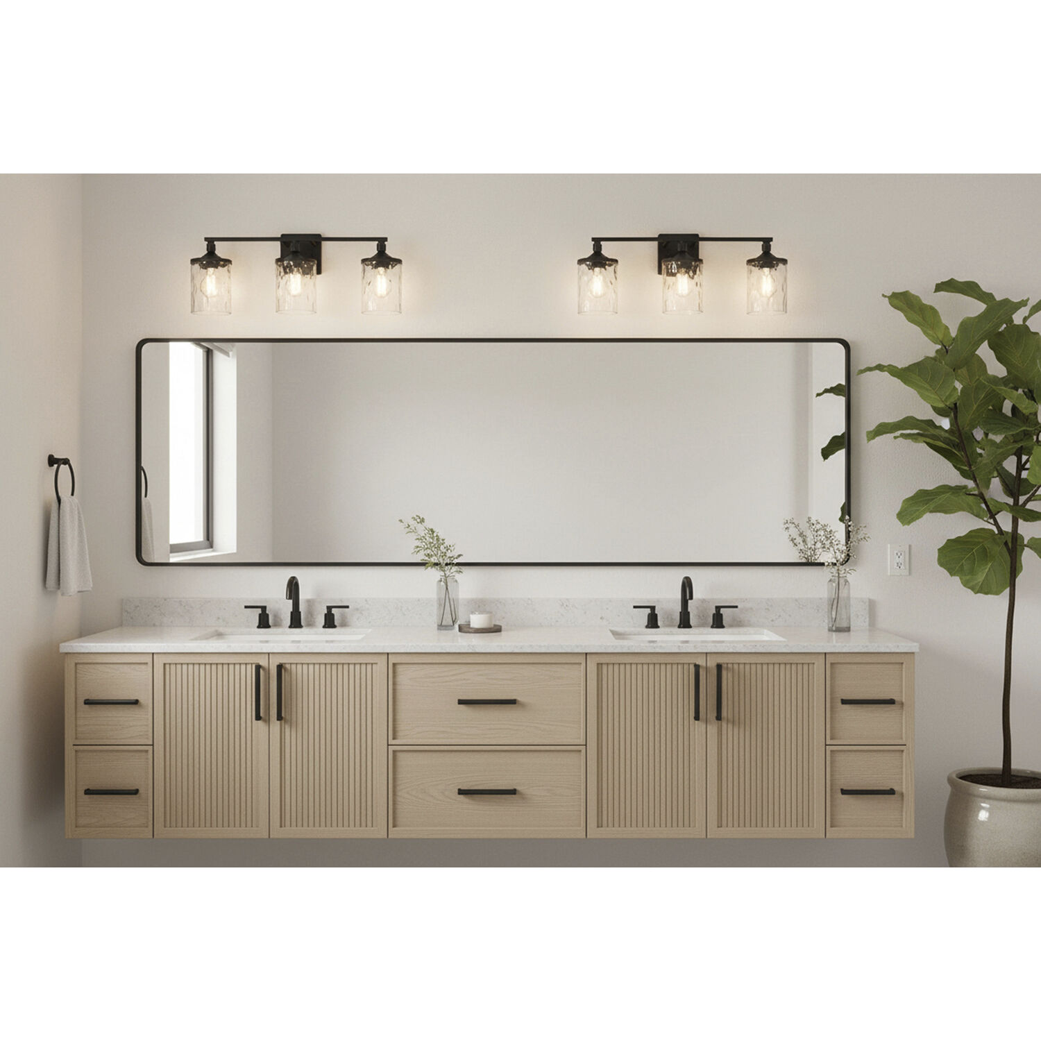 Colton 3 Light 24 inch Matte Black Vanity Light Wall Light