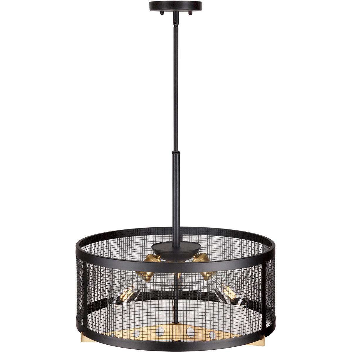 Takoma 3 Light 20 inch Black and Soft Gold Drum Pendant Ceiling Light