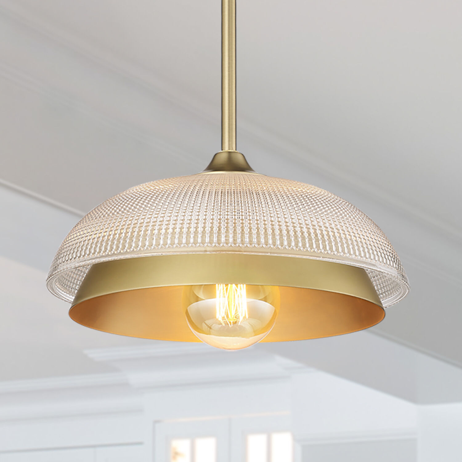 Crawford 1 Light 11.75 inch Brushed Champagne Brass Pendant Ceiling Light