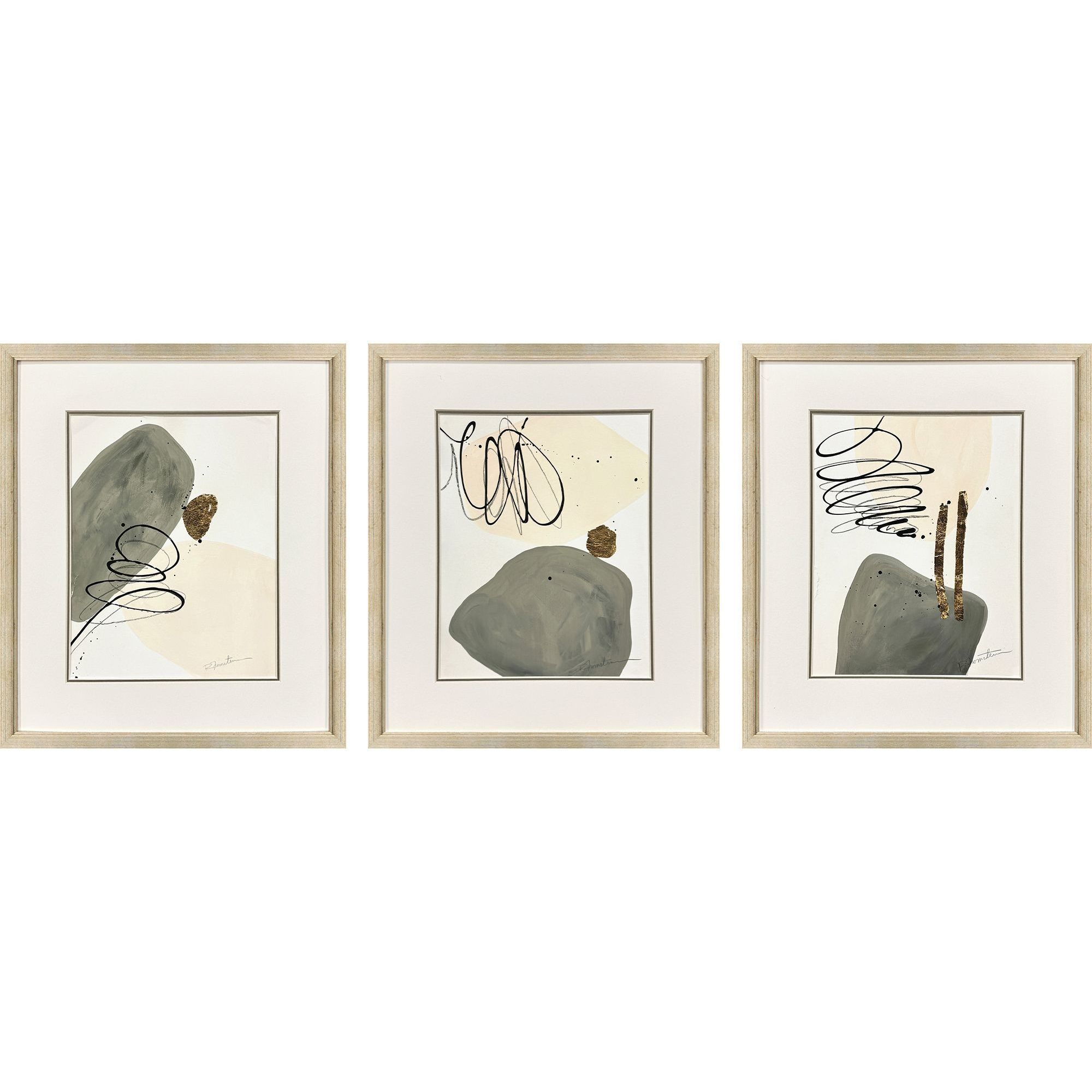 Private Property Rock Garden Green and Beige and Black and Metallic Framed Art