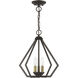 Prism 3 Light 14 inch English Bronze with Antique Brass Finish Accents Semi Flush Mount Ceiling Light
