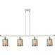 Ballston Cobbleskill 4 Light 48 inch White and Polished Chrome Island Light Ceiling Light in Mercury Glass, Ballston