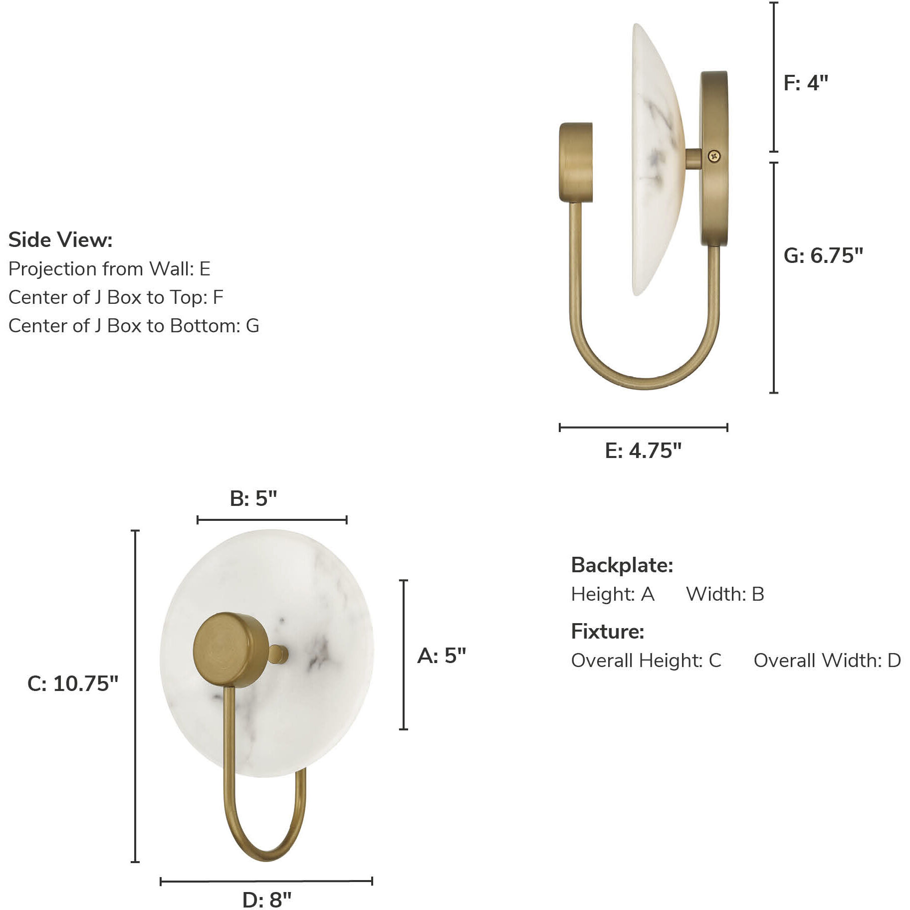 Amara Crest 1 Light 8 inch Luxe Gold and Cast Alabaster Sconce Wall Light, Medium