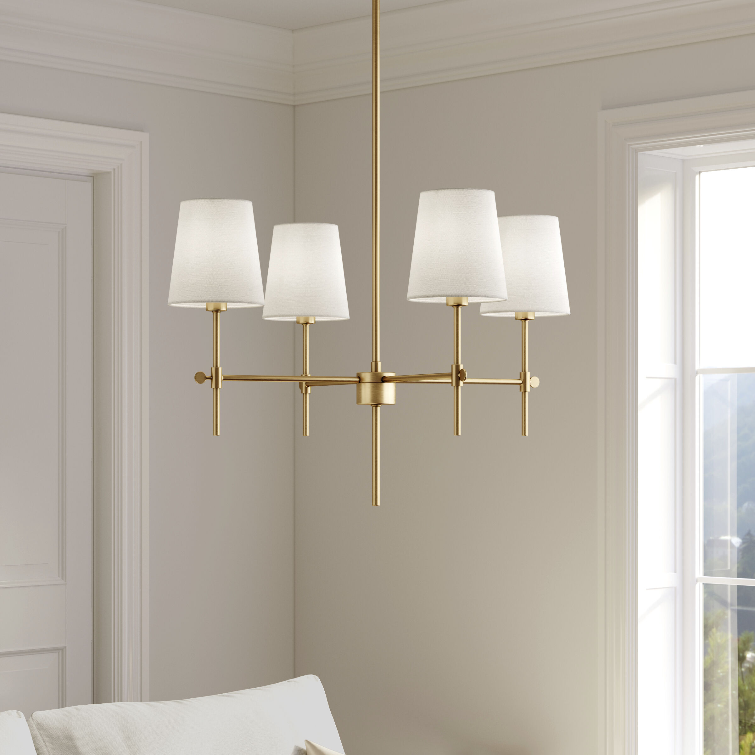 TOB by Thomas O'Brien Baker 4 Light 26 inch Satin Brass Chandelier Ceiling Light