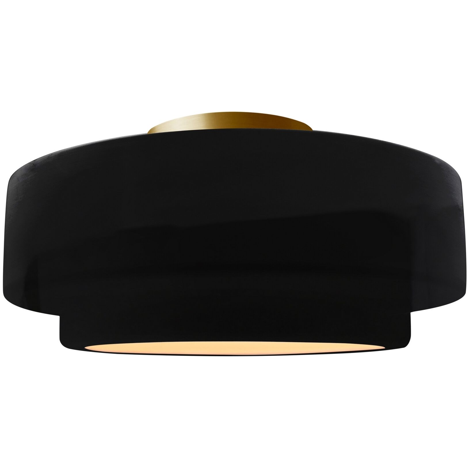 Radiance Collection - Tier LED 12 inch Gloss Black with Matte White internal finish Semi-Flush Ceiling Light, Form+Finish+Function