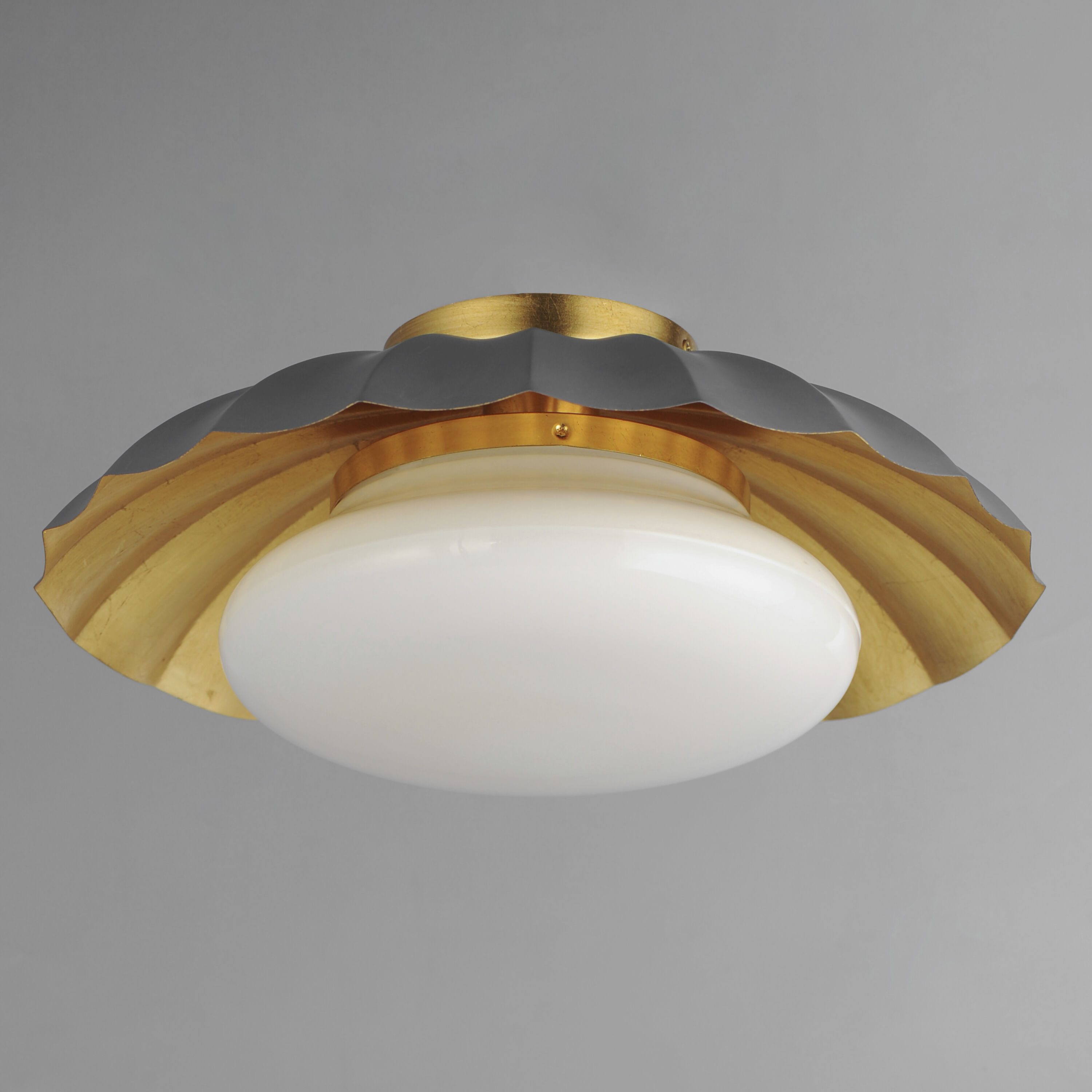 Primrose 1 Light 16 inch Dark Grey and Gold Leaf Flush Mount Ceiling Light