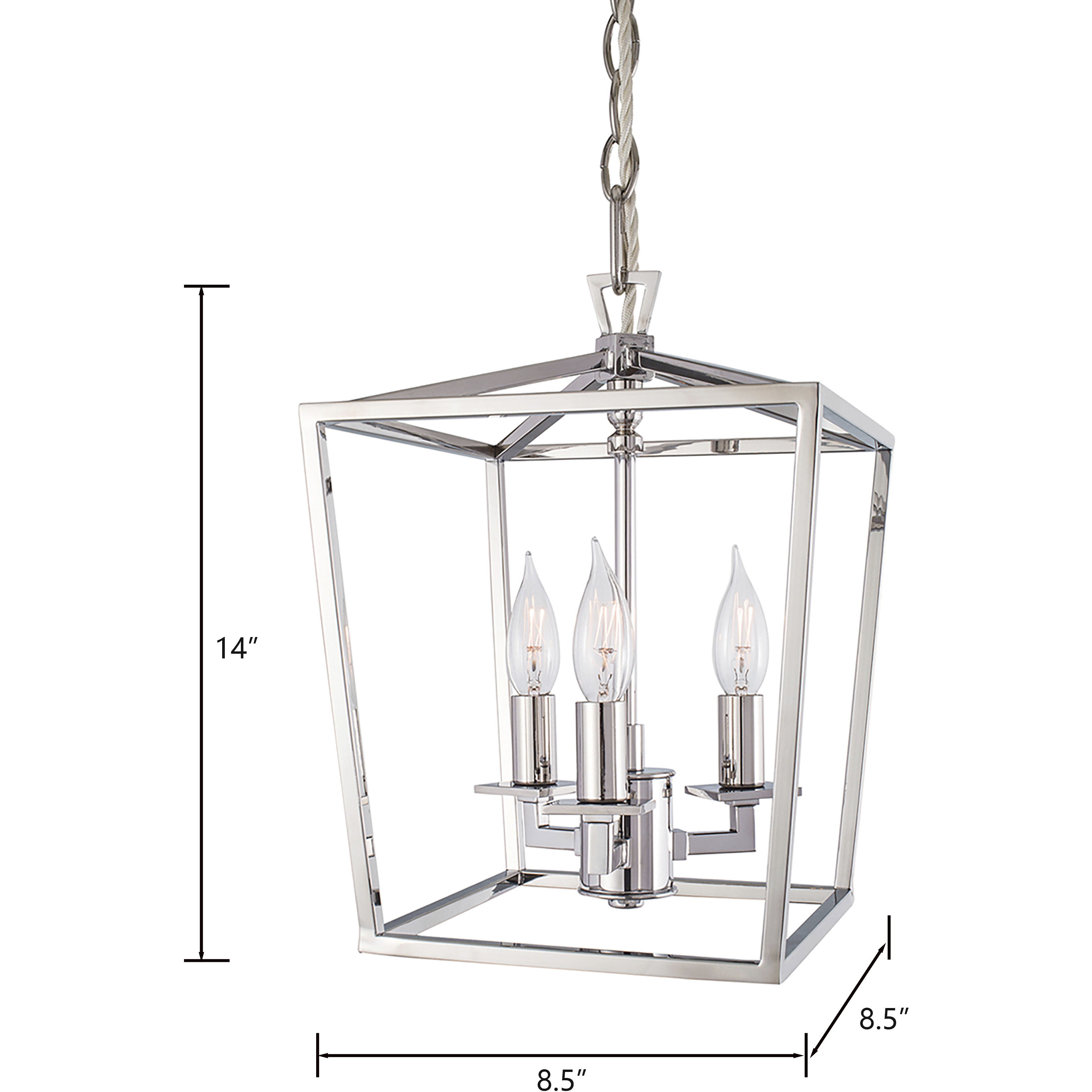 Cage 3 Light 8.5 inch Polished Nickel Pendant Ceiling Light