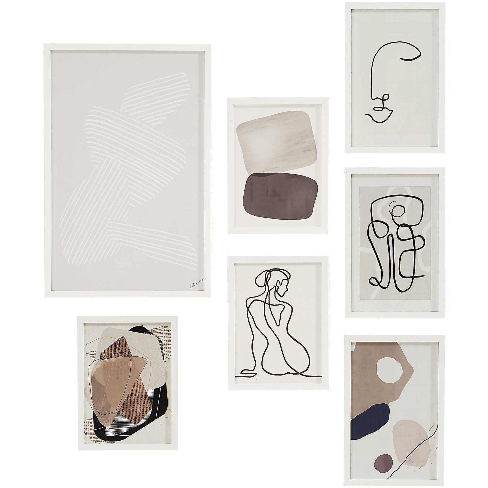 Priyanka White/Multiple Wall Art, 7 Piece