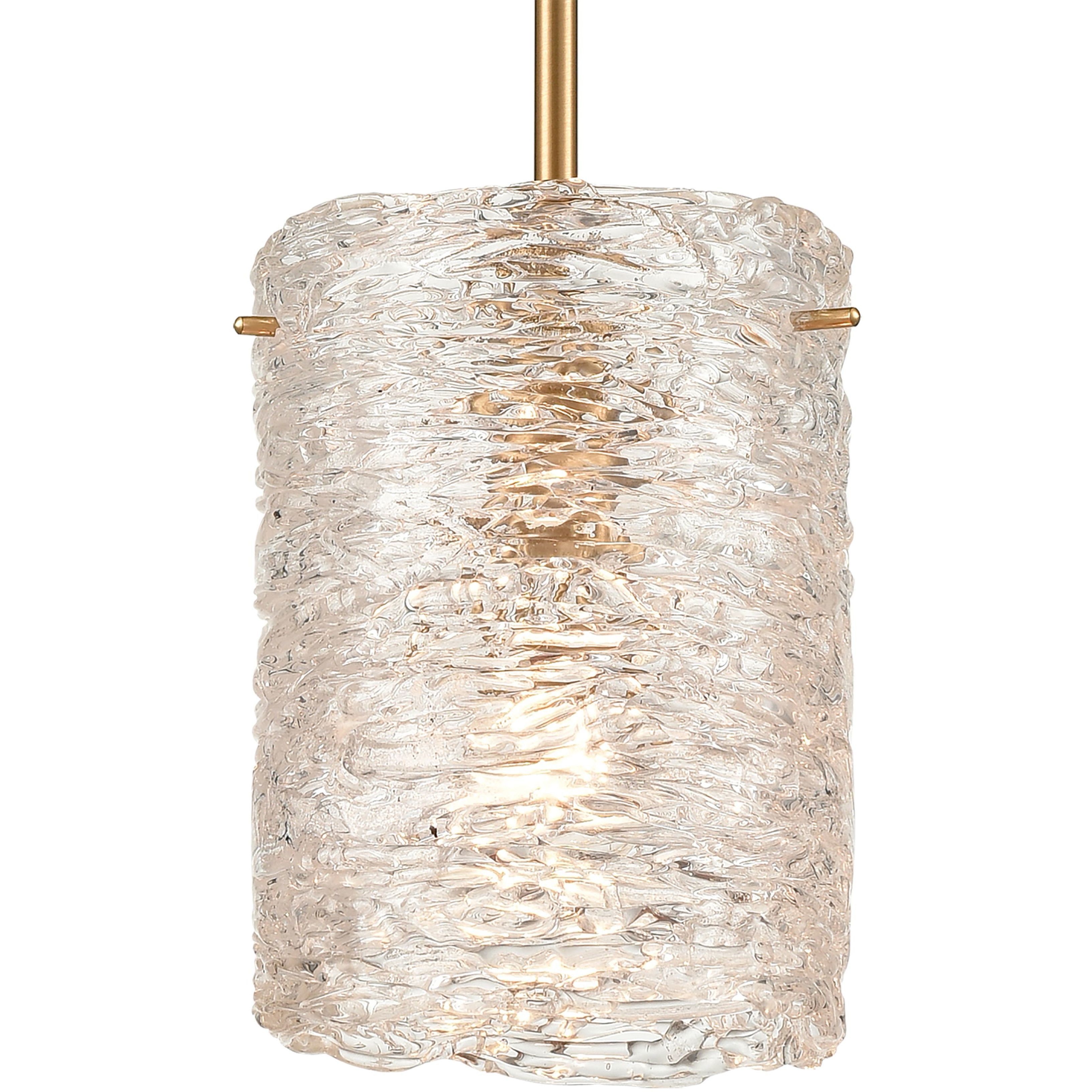 Chiseled Ice 1 Light 7 inch Satin Brass Mini Pendant Ceiling Light