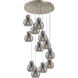 Newton Sphere 12 Light 27.25 inch Brushed Satin Nickel Multi Pendant Ceiling Light in Light Smoke Glass