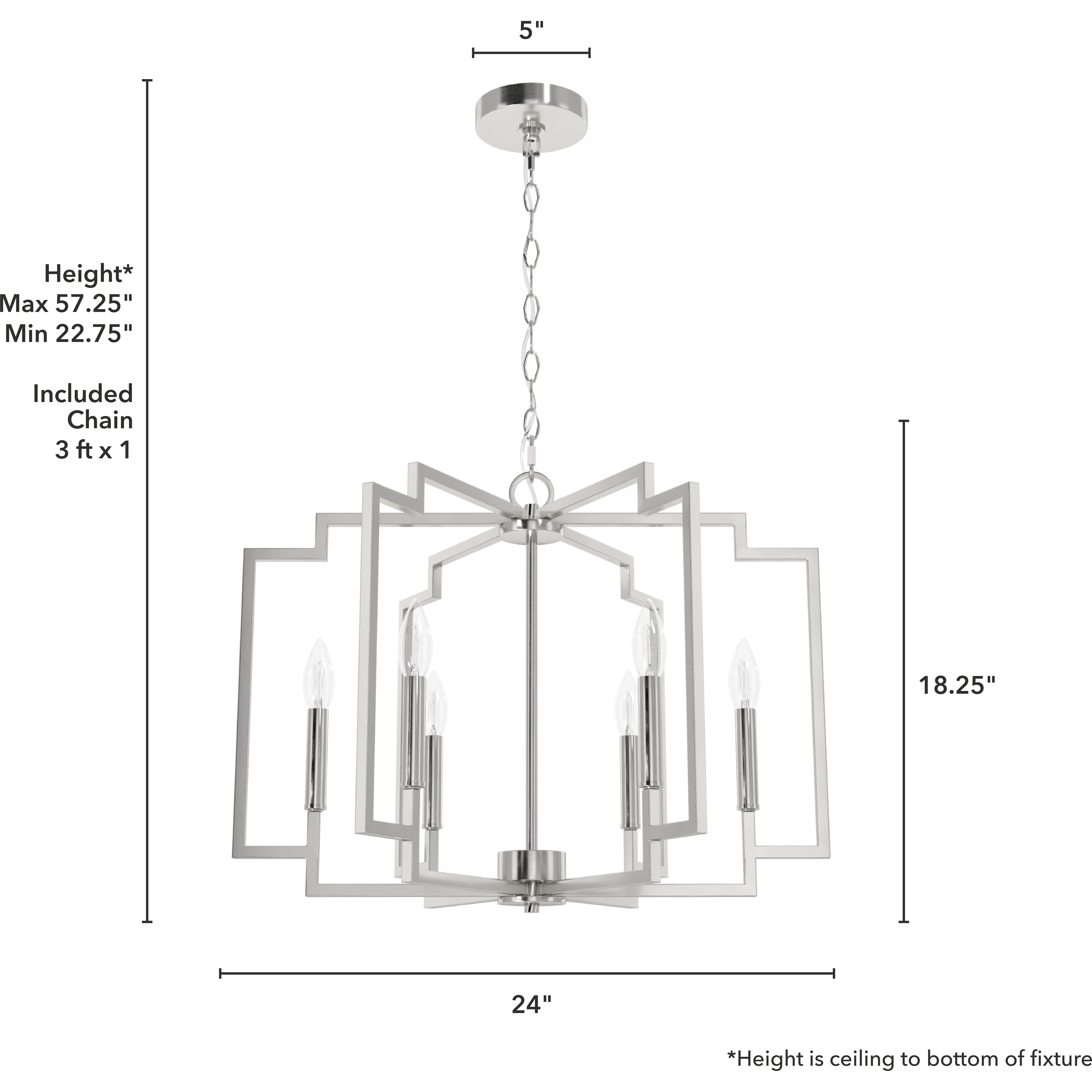 Zoanne 6 Light 24 inch Brushed Nickel Chandelier Ceiling Light
