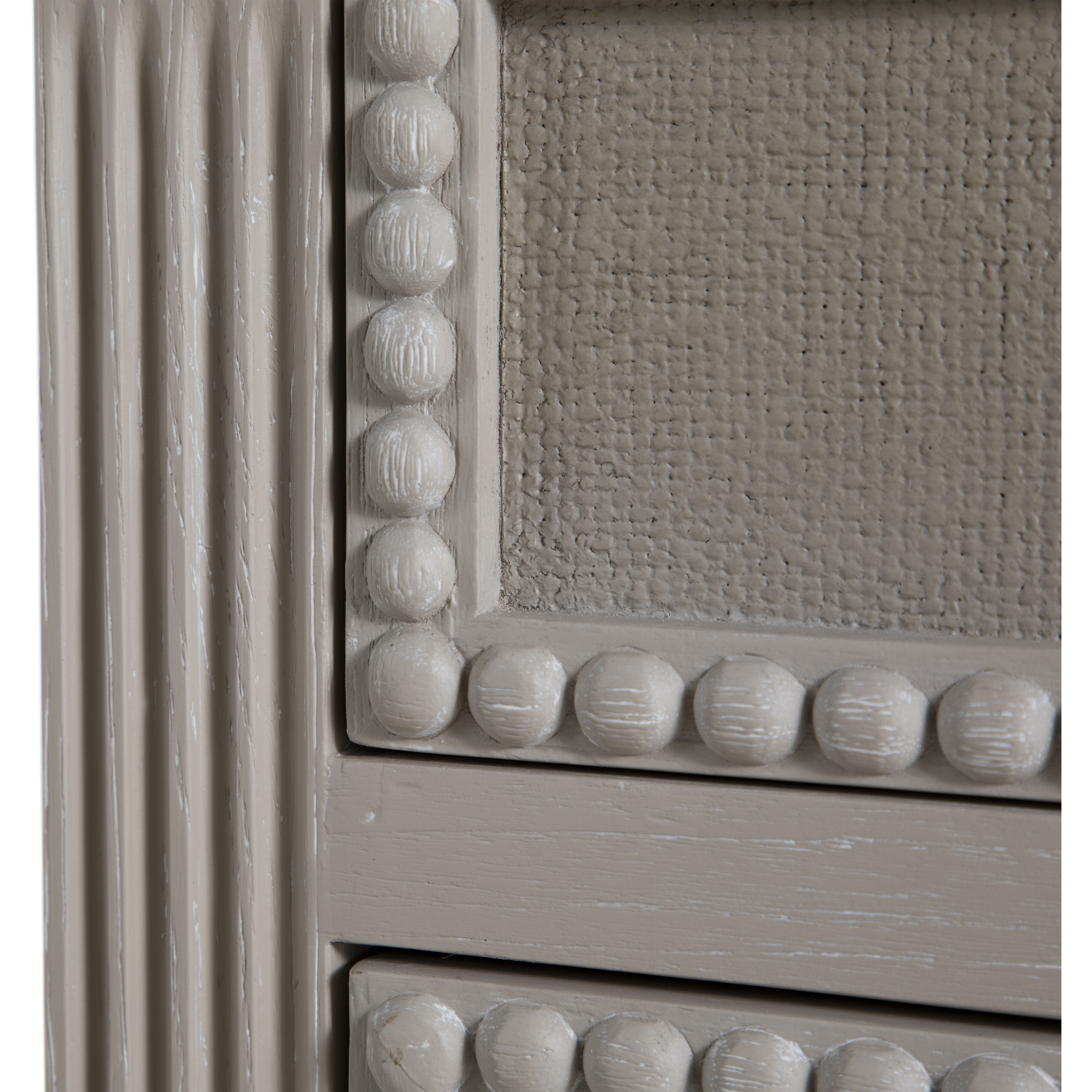 Caroline 30.5 X 30 inch Cerused White and Painted Burlap with Antique Bronze Nightstand