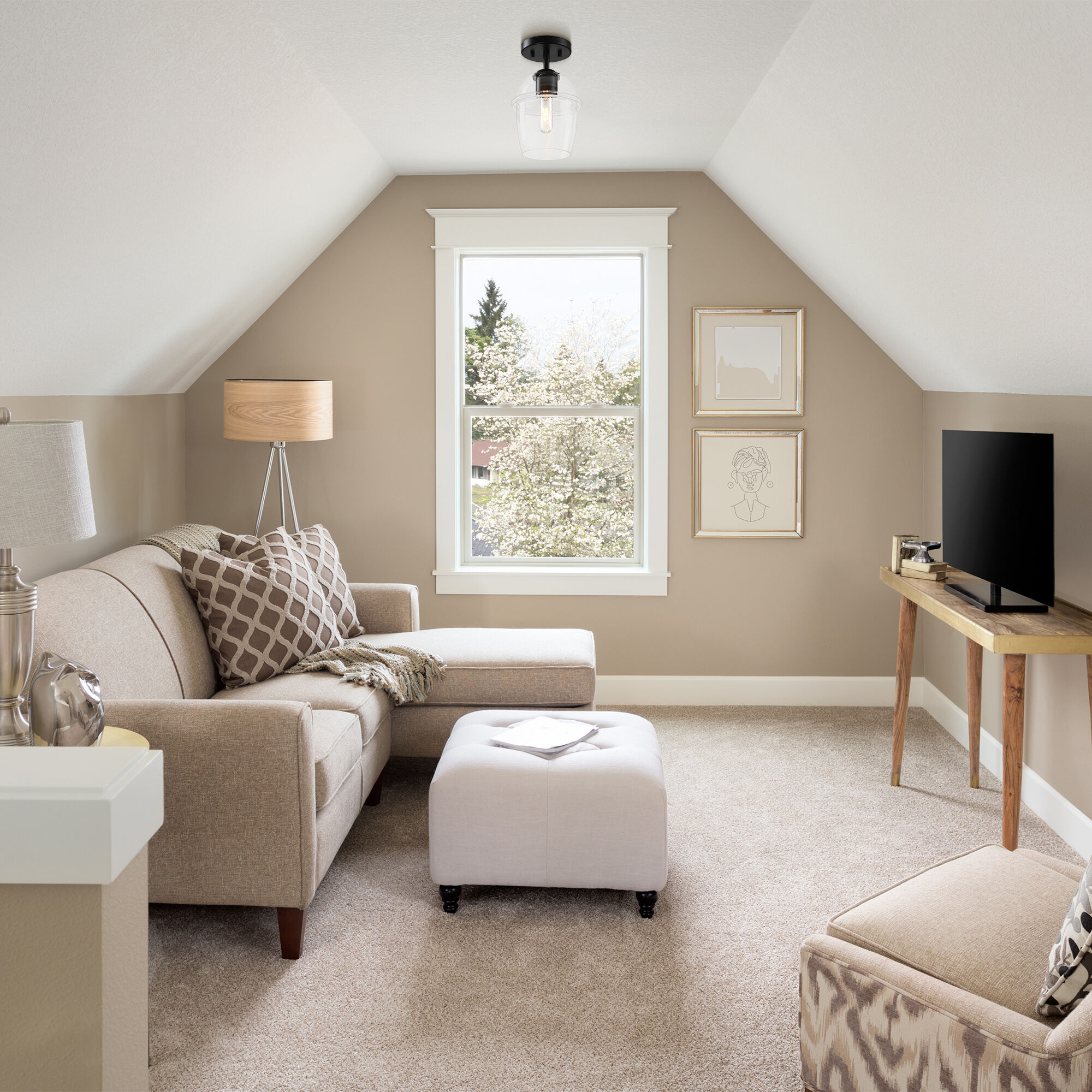 Summer Jazz 1 Light 7 inch Matte Black Semi Flush Mount Ceiling Light