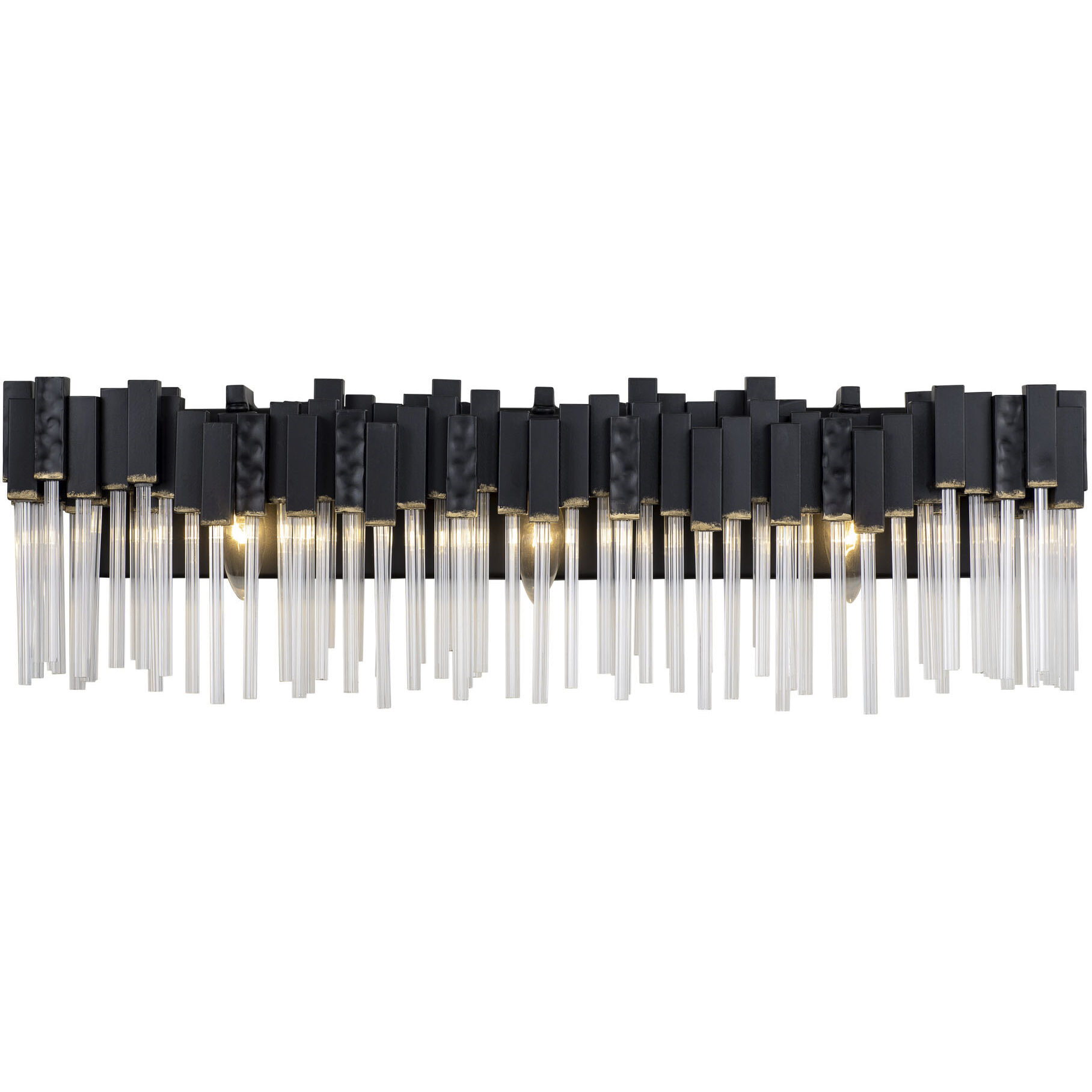 Matrix 3 Light 28 inch Matte Black and French Gold Bath Vanity Wall Light