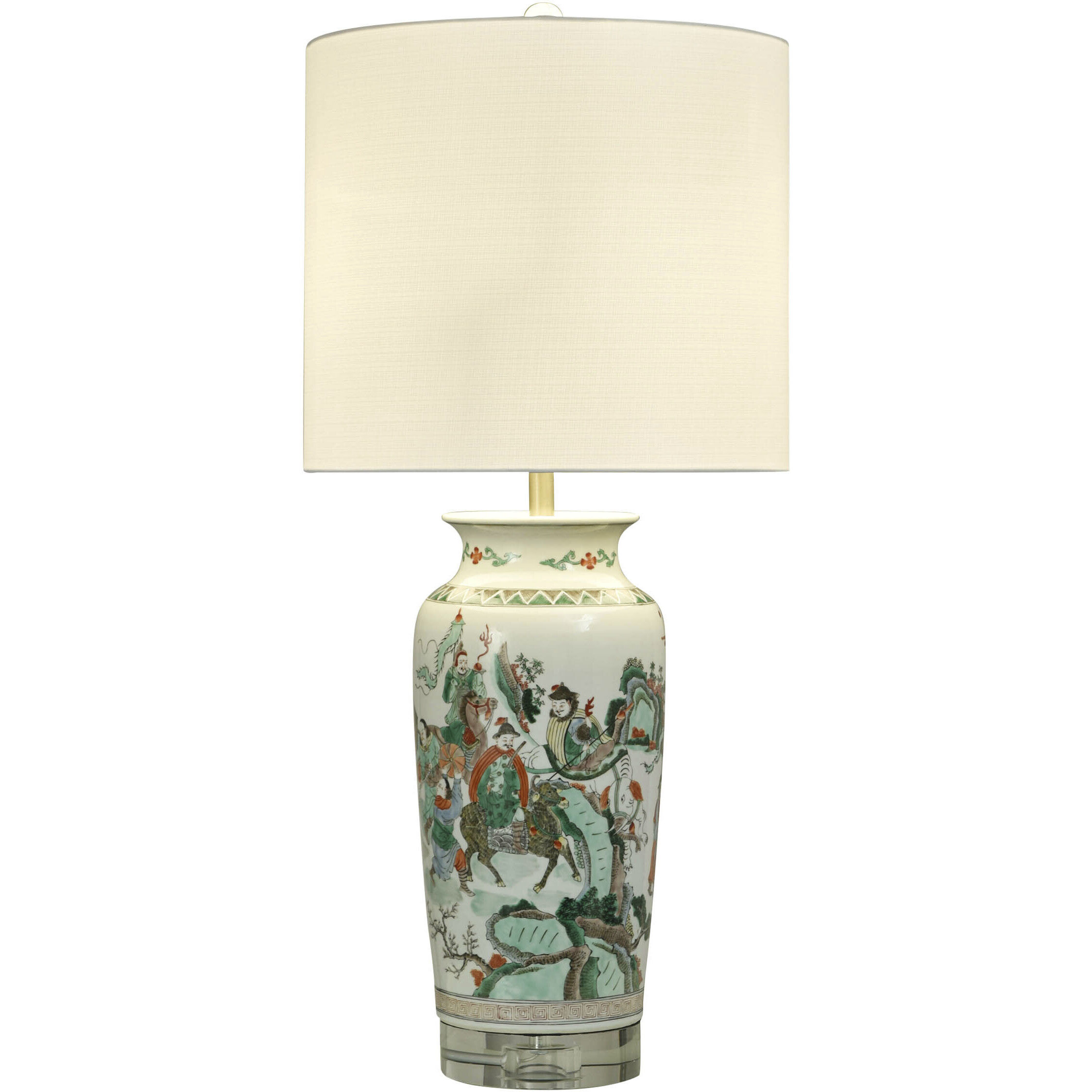 Chinoiserie 39.5 inch 150 watt Multicolor and White Table Lamp Portable Light
