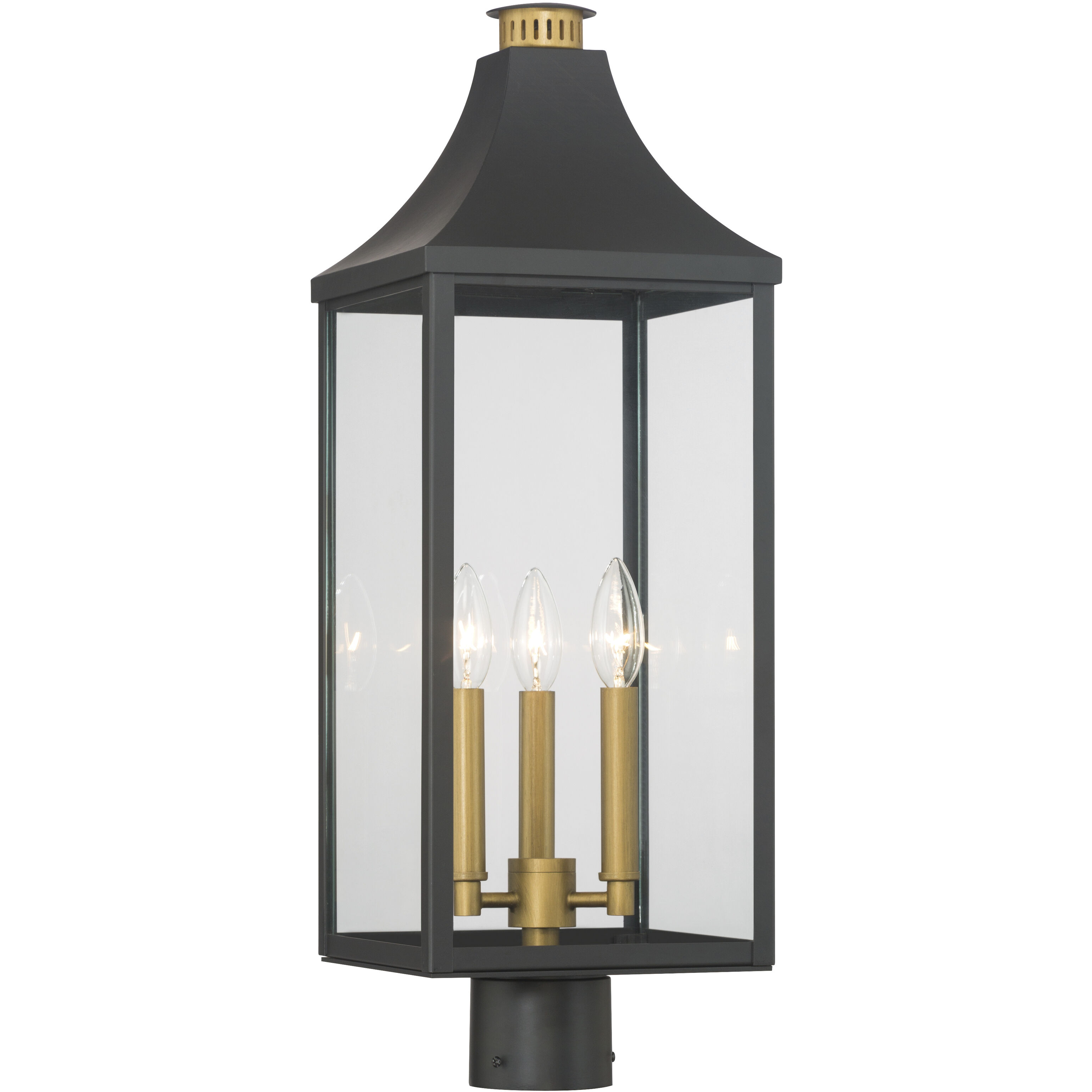 Hurstborne 3 Light 25 inch Dark Matte Black and Painted Legacy Brass Outdoor Post Lantern