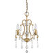 Claire 3 Light 12 inch Antique Gold Convertible Mini Chandelier Ceiling Light
