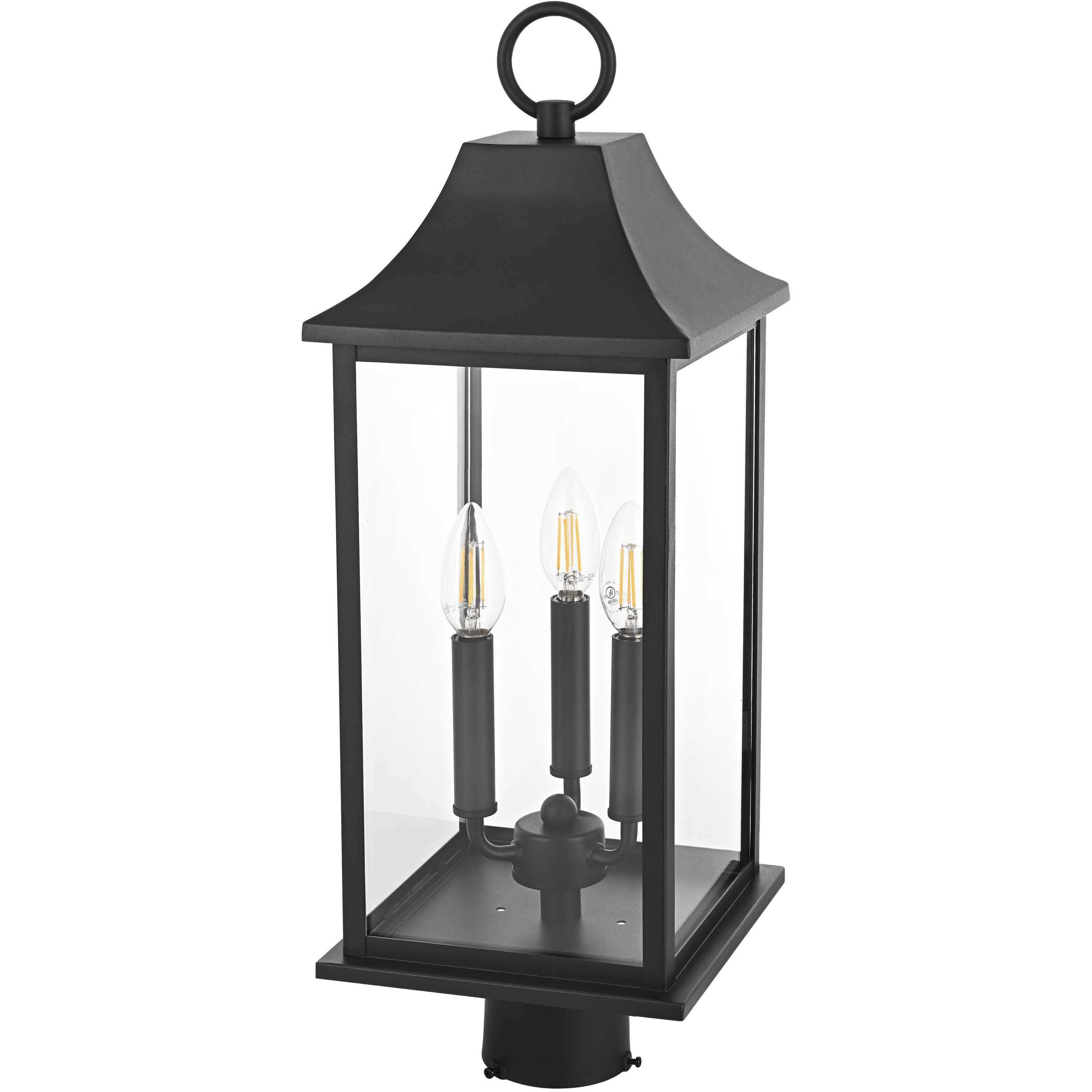 Shepard 3 Light 23.5 inch Black Outdoor Post Light