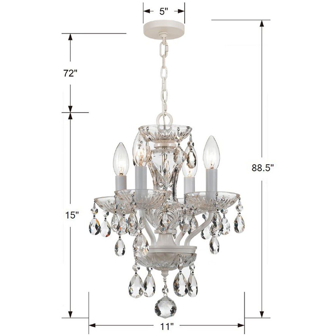 Welton 4 Light 11 inch Wet White Mini Chandelier Ceiling Light in Clear Swarovski Strass