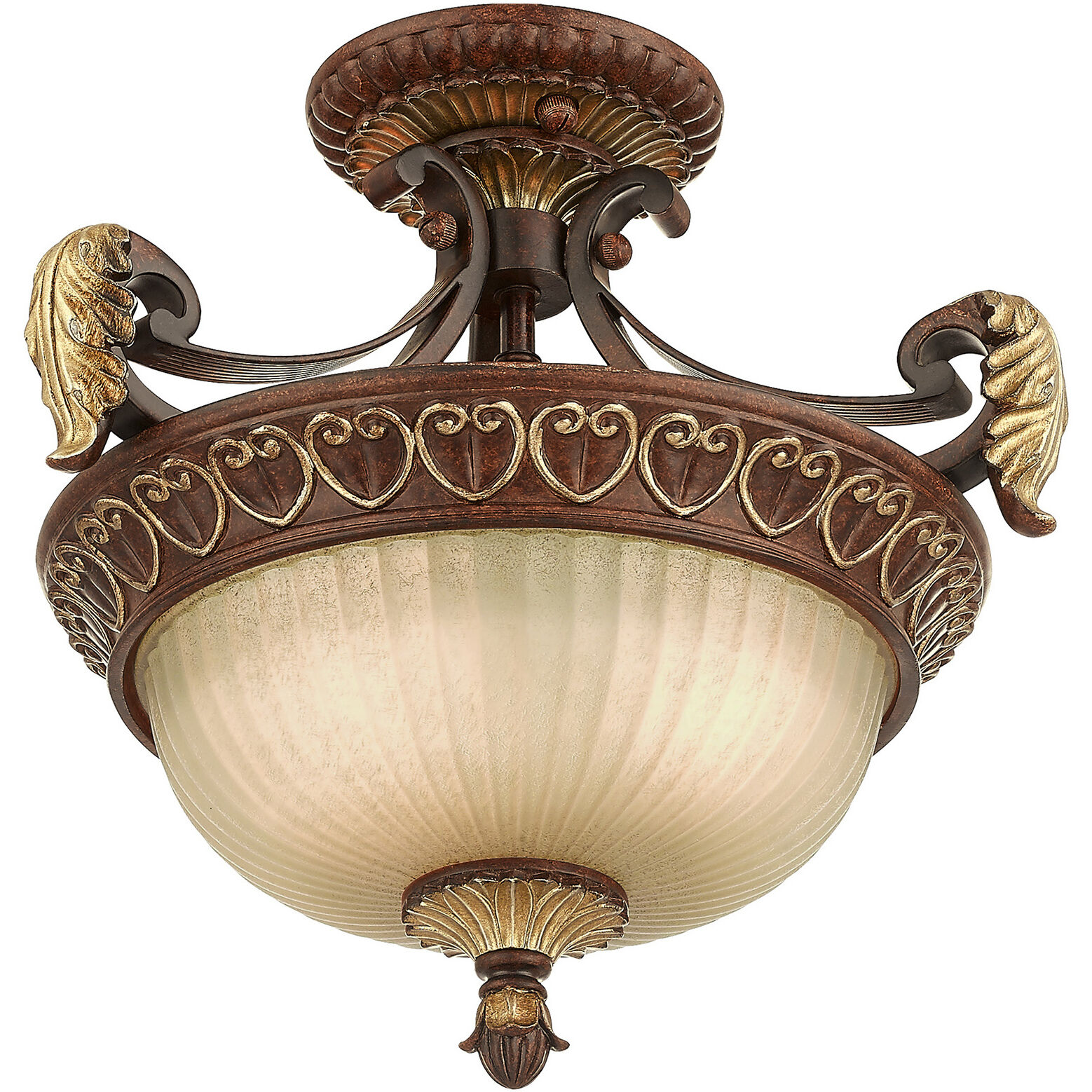 Villa Verona 2 Light 15 inch Verona Bronze with Aged Gold Leaf Accents Convertible Inverted Pendant/Ceiling Mount Ceiling Light