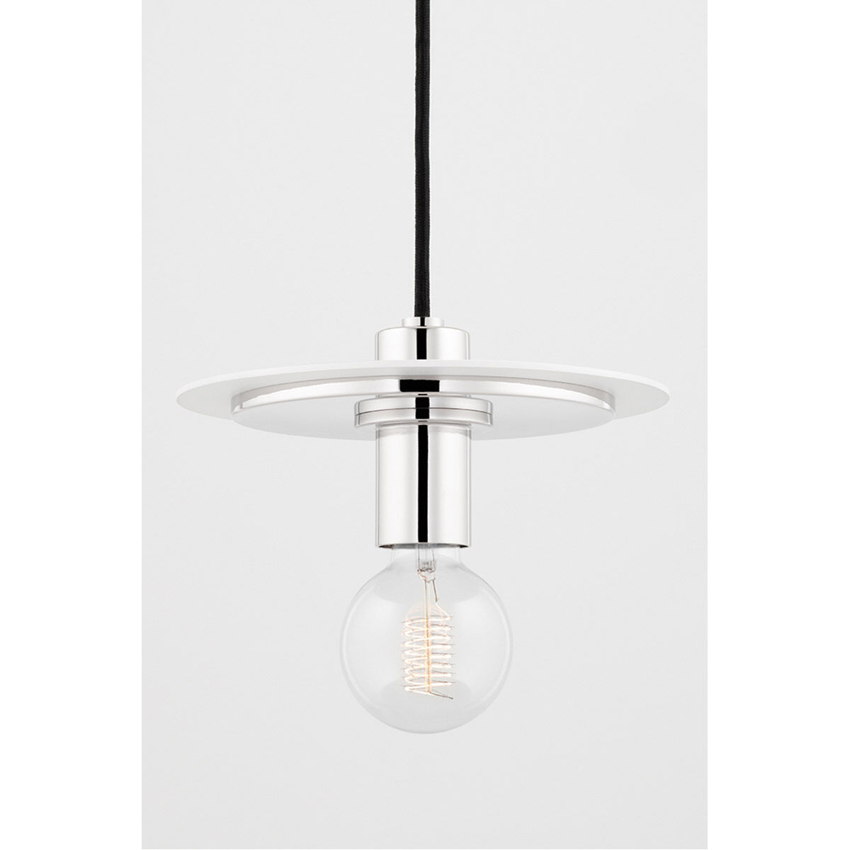 Milo 1 Light 9 inch Polished Nickel Pendant Ceiling Light in Polished Nickel and White