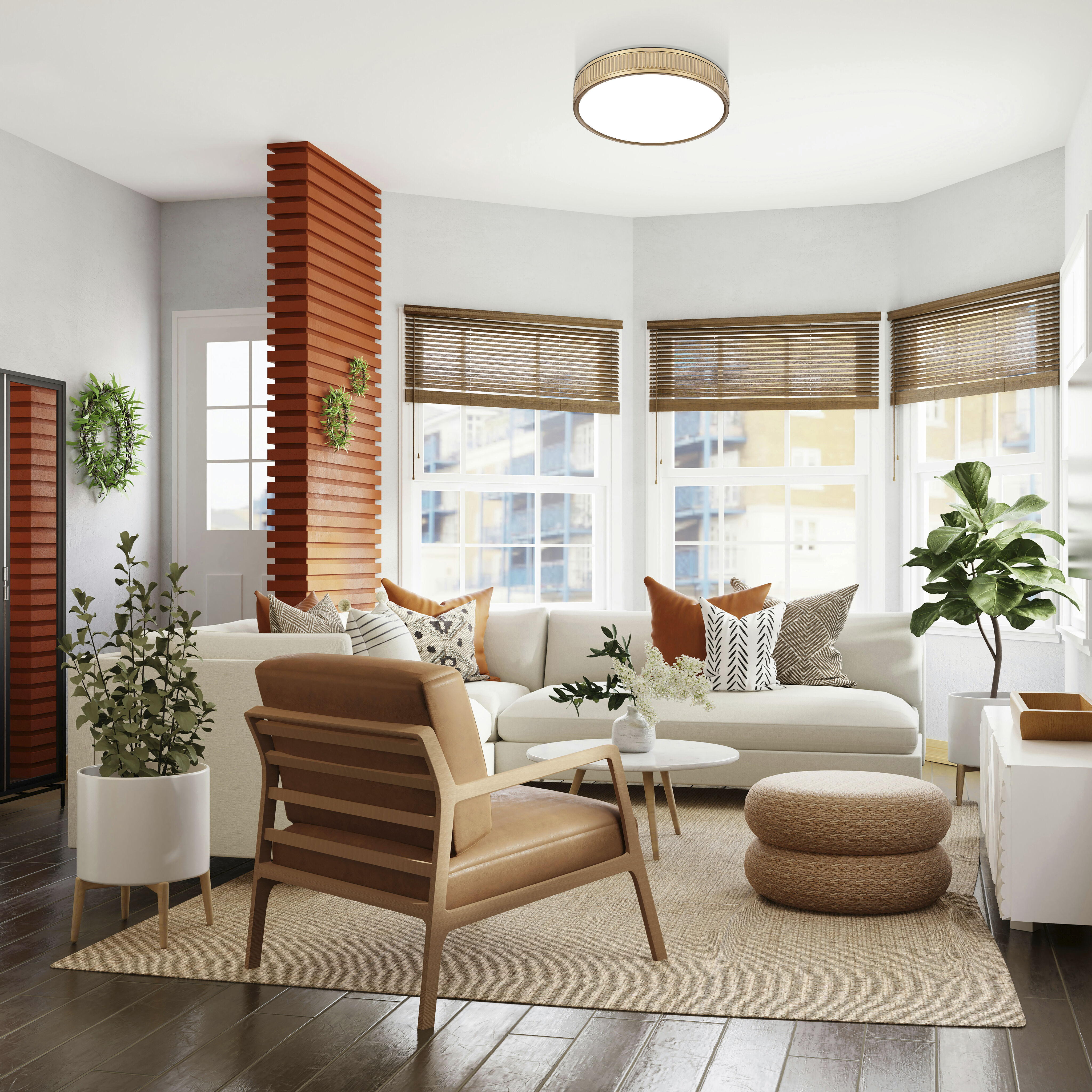 Stari LED 16.75 inch Modern Gold Flush Mount Ceiling Light