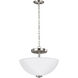 Oslo 2 Light 13.5 inch Brushed Nickel Convertible Pendant Semi-Flush Ceiling Light