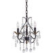 ML 3 Light 13 inch Castlewood Walnutt/Silver Mini Chandelier Ceiling Light