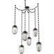 Meteo LED 17 inch Matte Black Swag Multi-Pendant Ceiling Light in 3000K LED, Zircon Inner - Smoke Outer, Rectangular Chain
