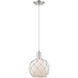 Arcadia Farmhouse Rope 1 Light 8 inch Brushed Satin Nickel Mini Pendant Ceiling Light in White Glass with White Rope