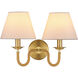Adala 2 Light 16 inch Brushed Brass Wall Sconce Wall Light