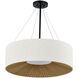 Textile Collection 6 Light 24 inch Matte Black Pendant Ceiling Light, Warren Family
