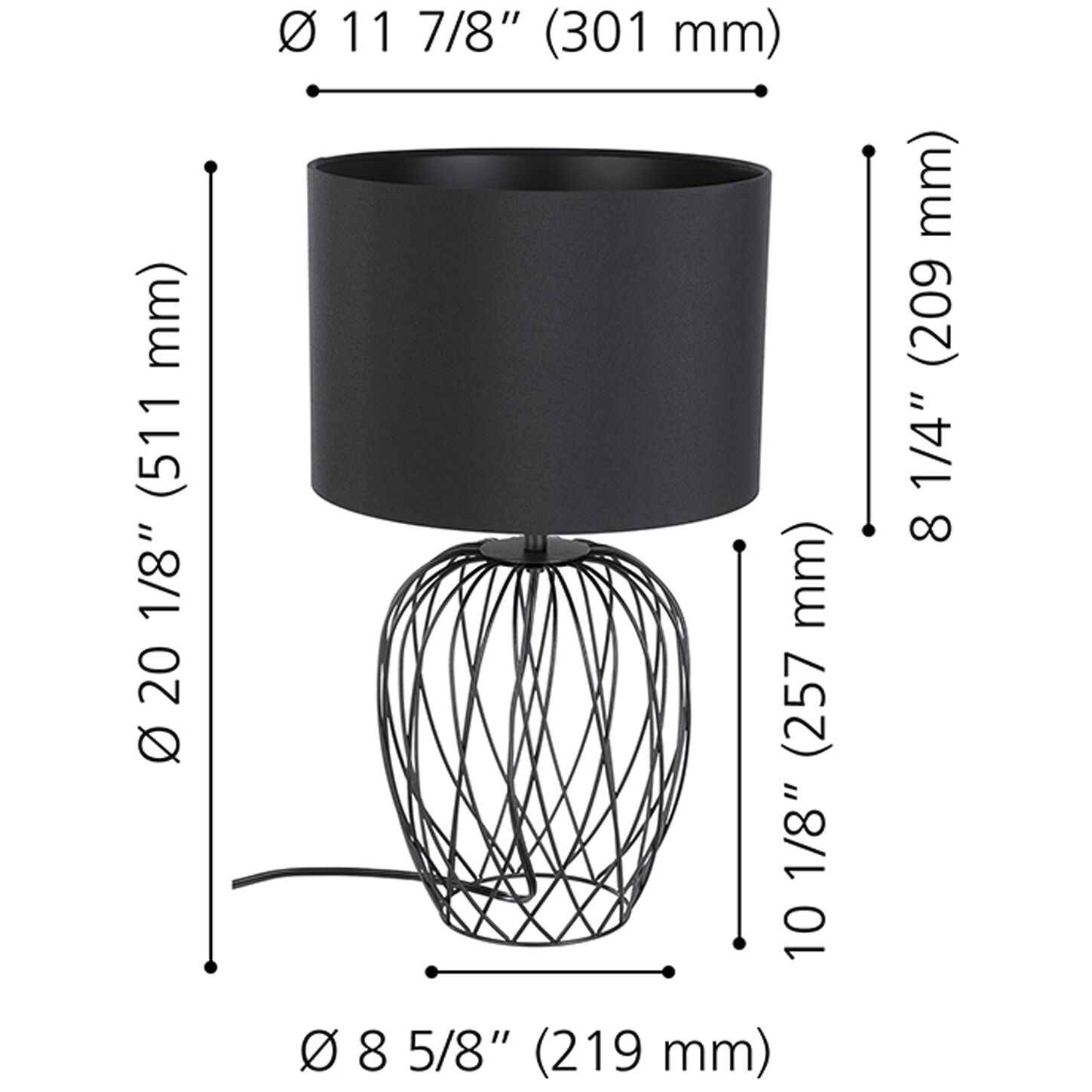 Nimlet 20.2 inch 60.00 watt Black Table Lamp Portable Light