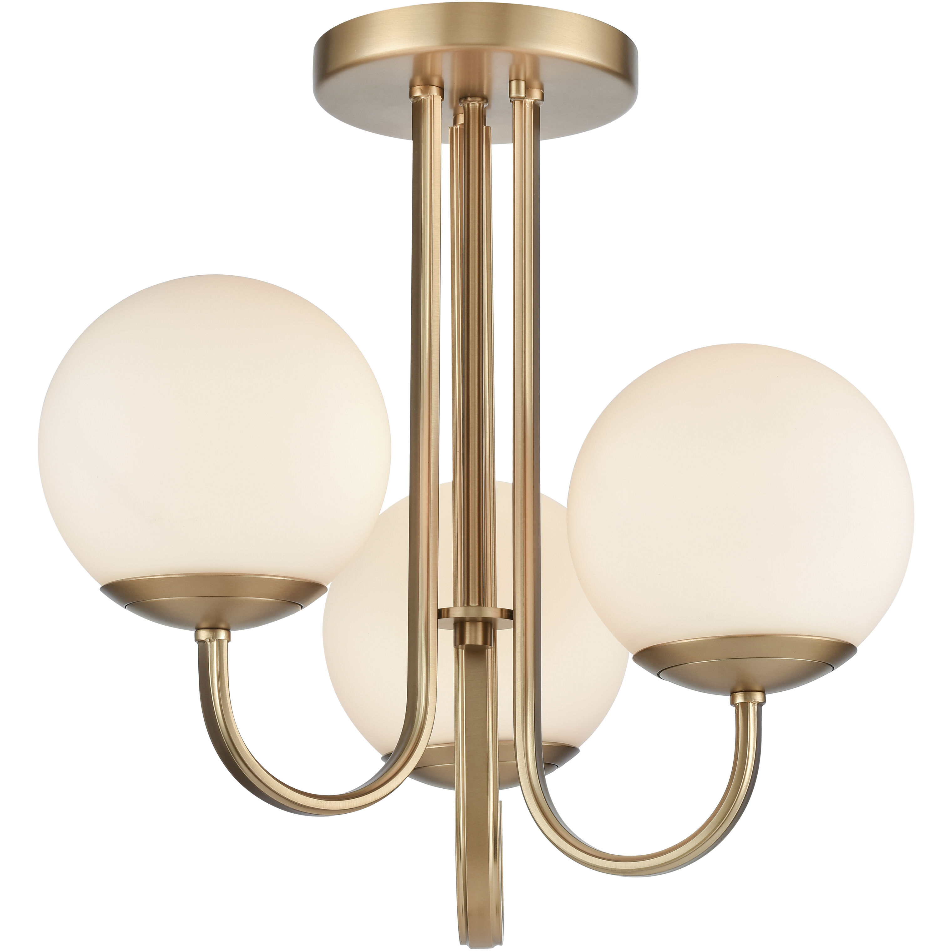 Caroline 3 Light 16 inch Brushed Gold Semi Flush Mount Ceiling Light