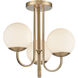 Caroline 3 Light 16 inch Brushed Gold Semi Flush Mount Ceiling Light