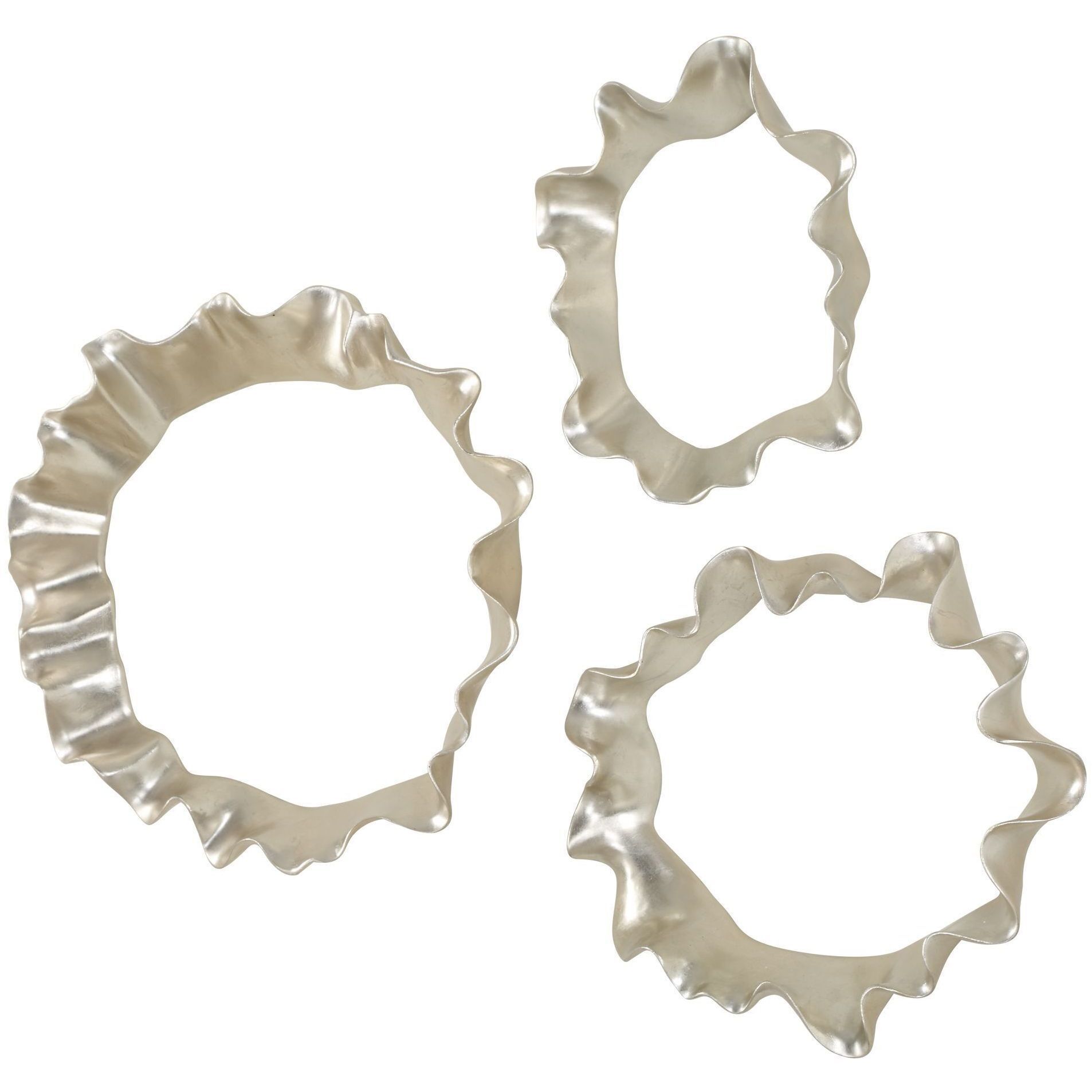 Ripple Effect Silver Leaf Wall Art, Set of 3