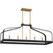 Sheffield Linear Chandelier Ceiling Light in Black with Warm Brass