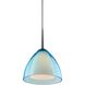 Rainbow LED 4.5 inch Matte Chrome Small Pendant Ceiling Light in Turquoise Glass