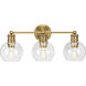 Hansford 3 Light 25 inch Vintage Brass Bath Vanity Wall Light