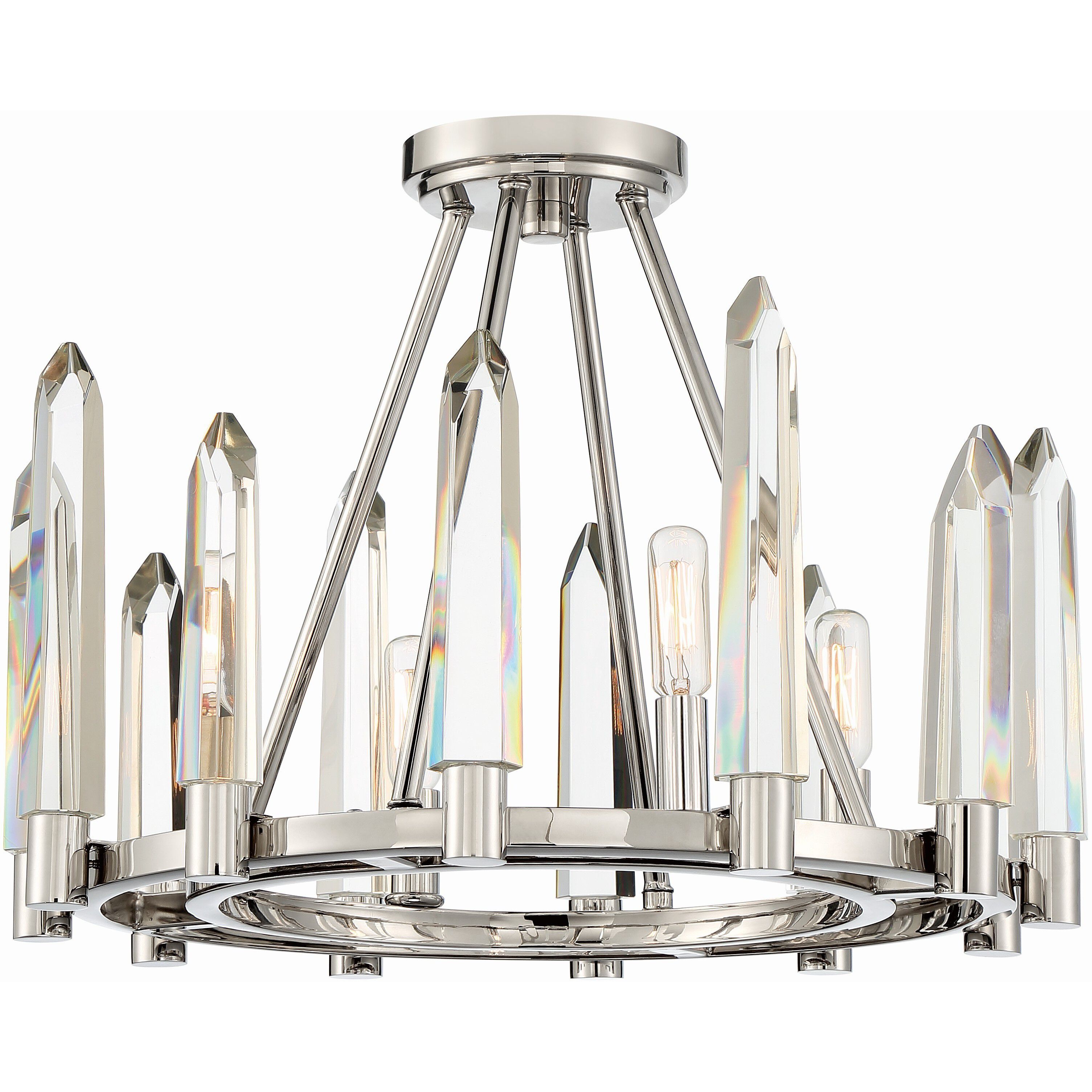 Watson 4 Light 18.25 inch Polished Nickel Semi Flush Ceiling Light