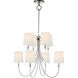 Thomas O'Brien Reed 8 Light 26.5 inch Polished Nickel Chandelier Ceiling Light in Linen, Large