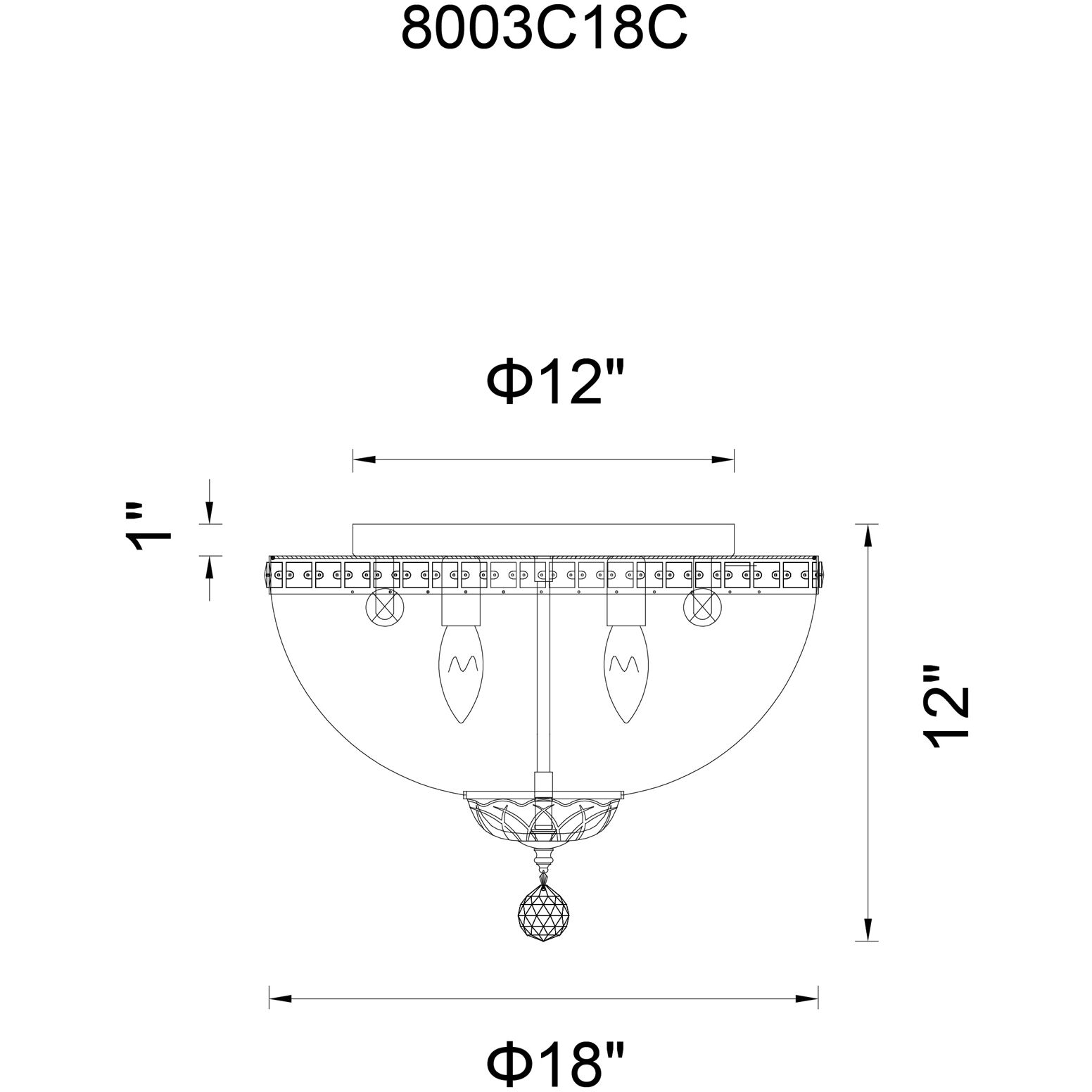 Stefania 6 Light 18 inch Chrome Bowl Flush Mount Ceiling Light